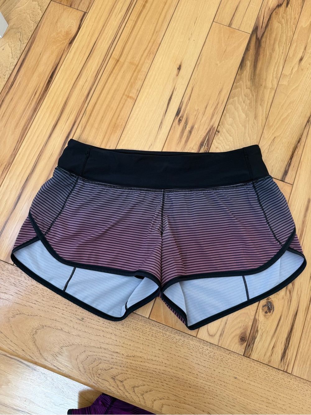 lululemon athletica Black Waist Shorts with Pink Stripe Overlay